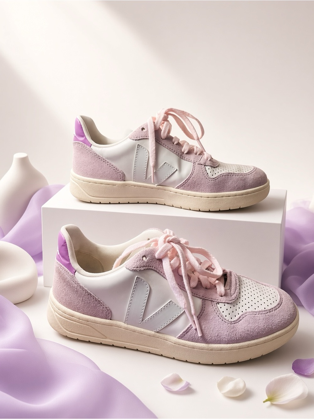 Veja woman V-10 leather gravel menthol parme size 9